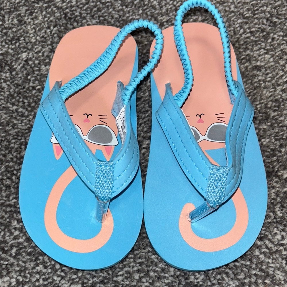 Carter's Blue and pink cat Sandals for Kids size 7 NWOT - Picture 3 of 6